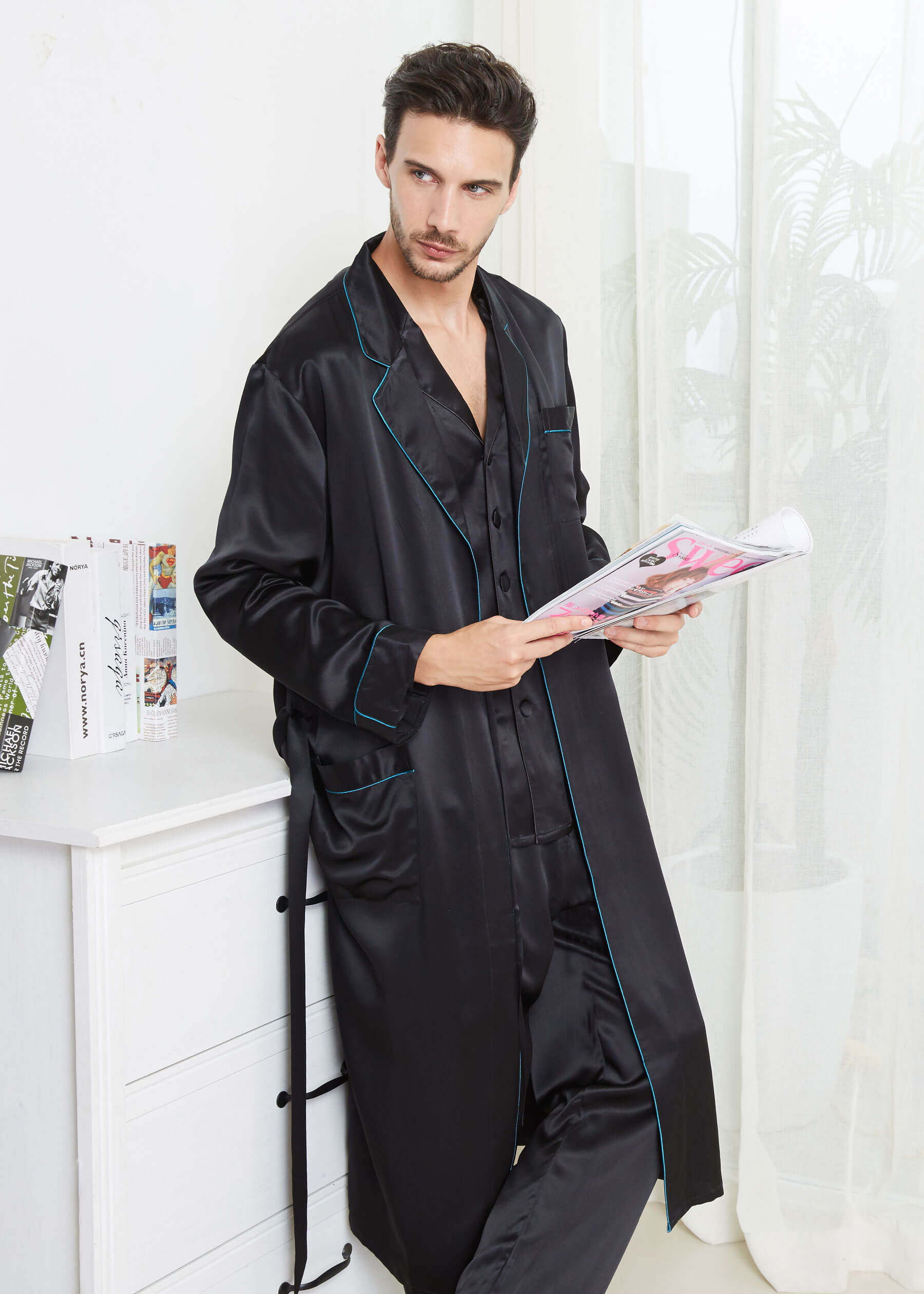 Robes For Women Women Long Silk Kimono Dressing Gown Babydoll Lace Lingerie  Bath Robe Black ,ac1102 - Walmart.com