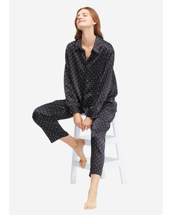 Little Dots Print Silk Pajama Set