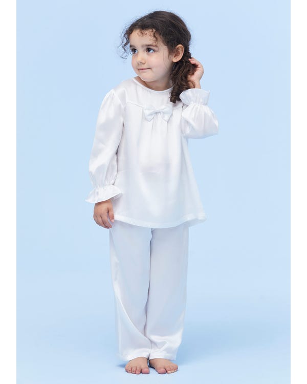 Classic Silk Pajamas For Kids With Bow