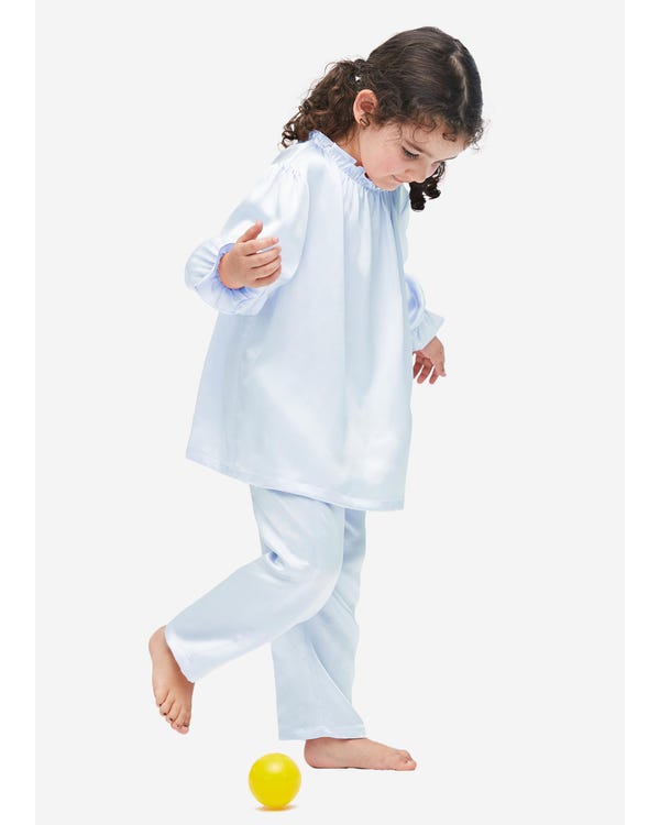 Silk Ruffle Trim Pajamas For Kids