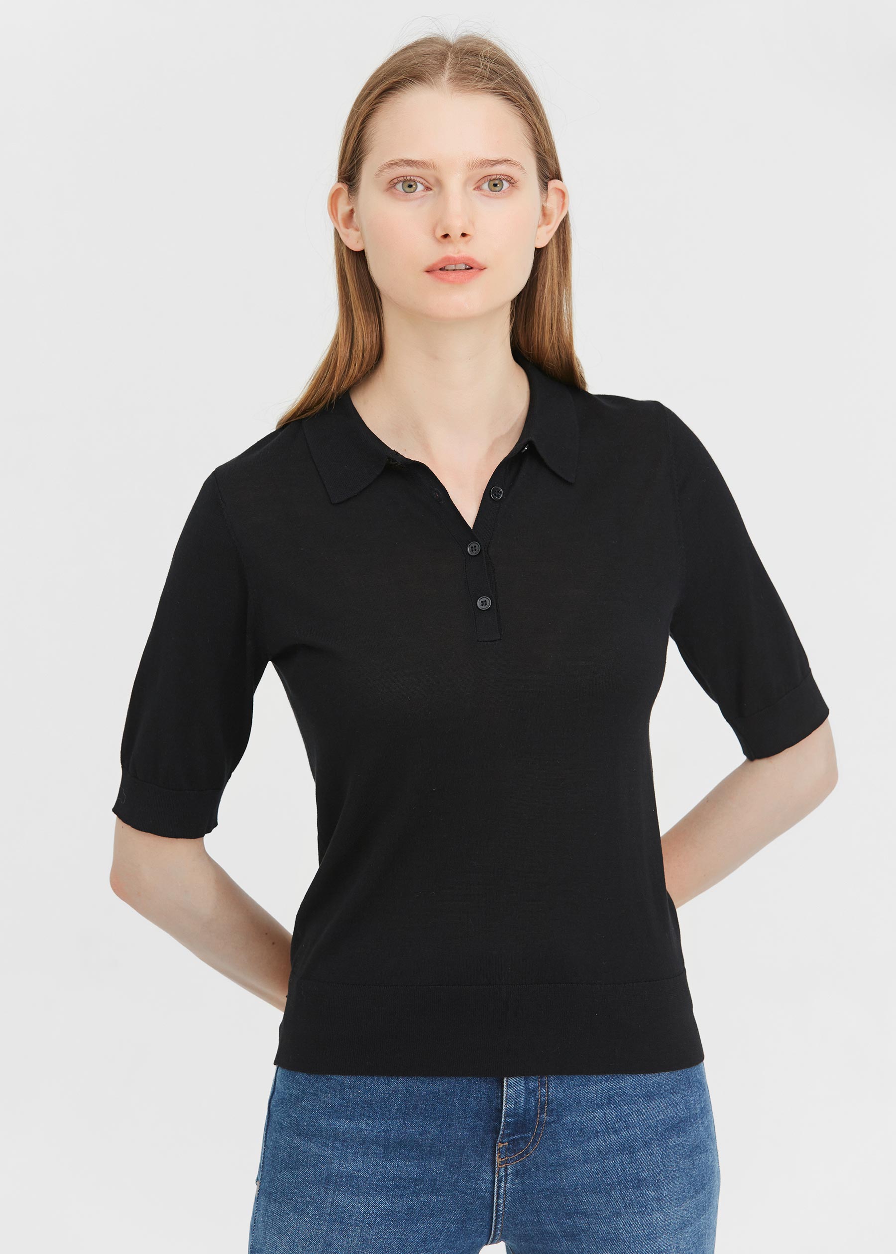black knitted polo
