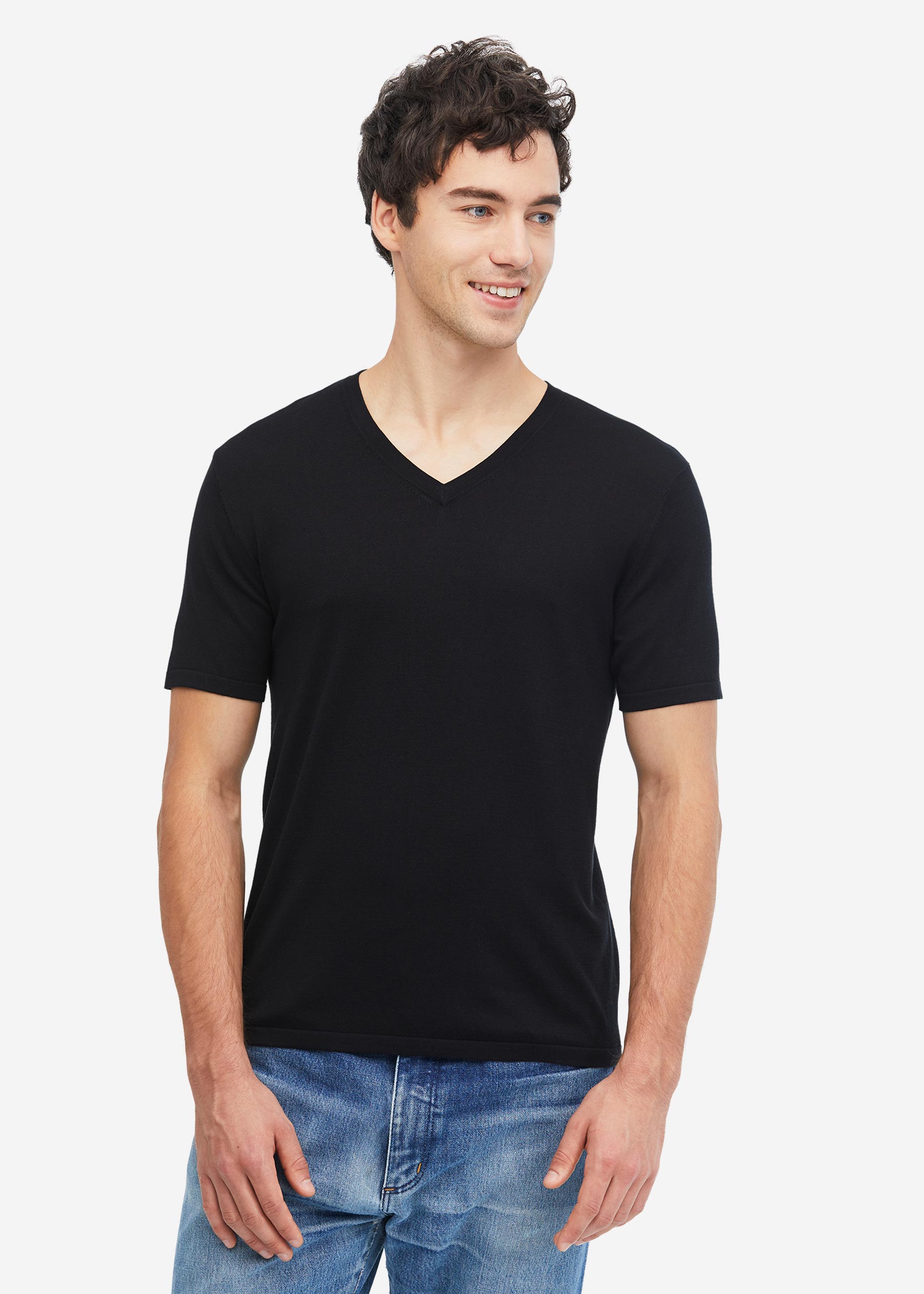 Mens Basic Silk Knitted T Shirt