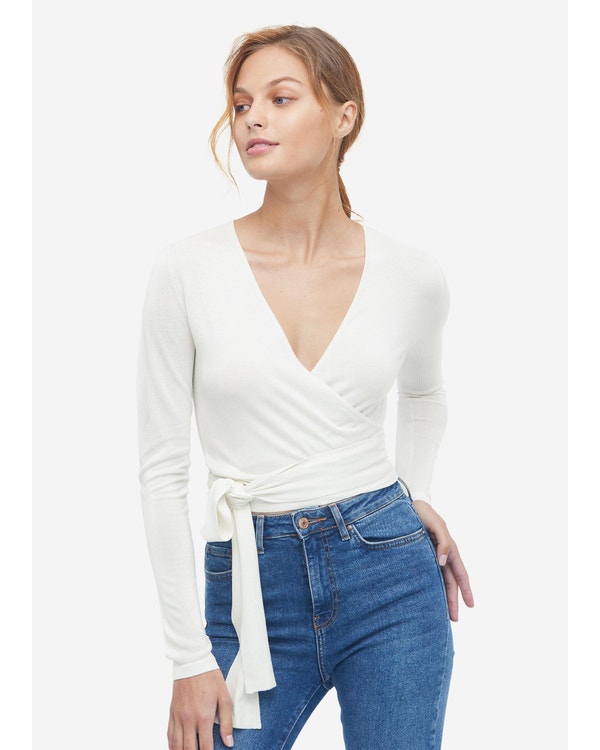 Essential Silk Knitted Wrapover Top