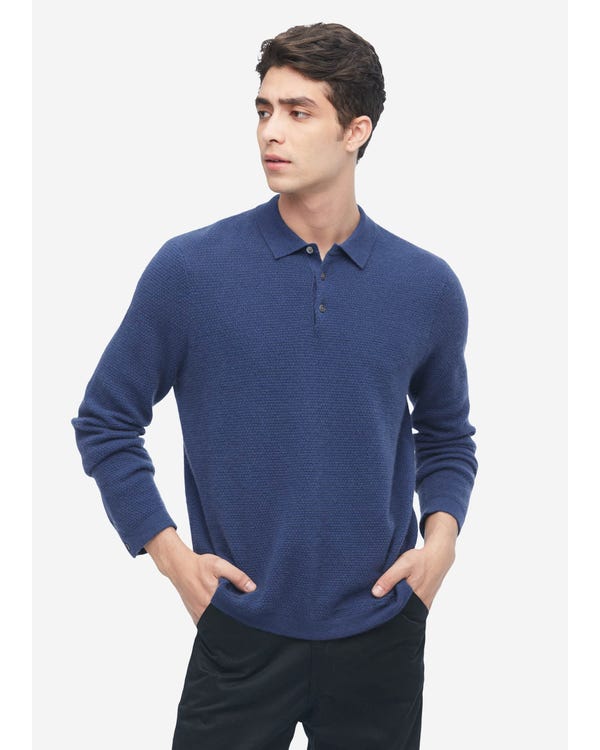 Pure Cashmere Polo Sweater For Men