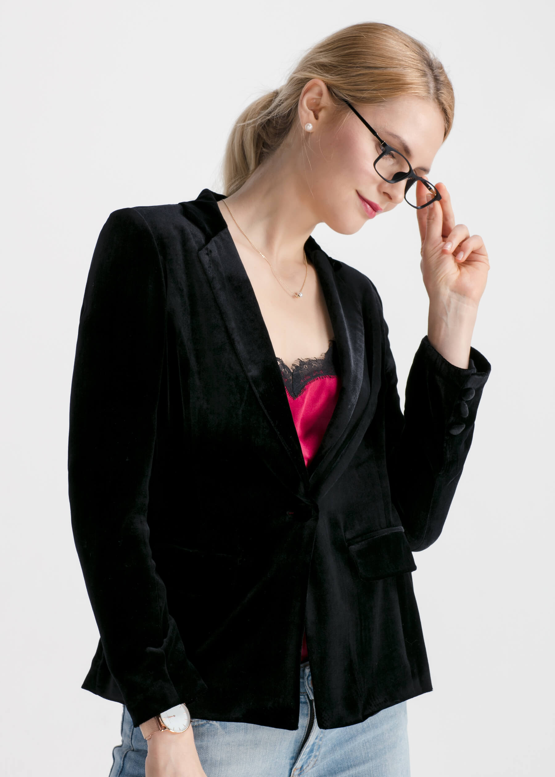 silk black blazer