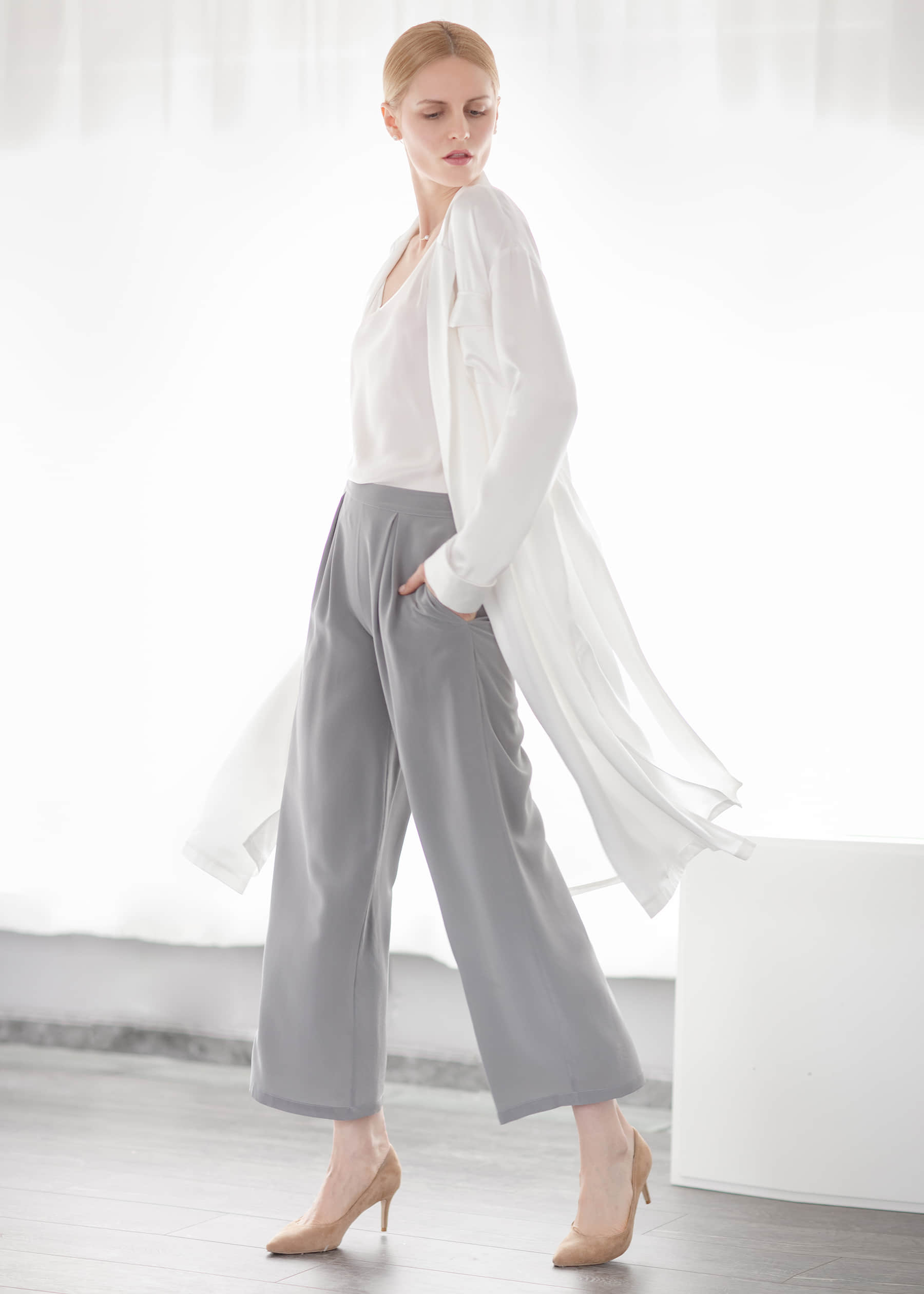 silky wide leg pants