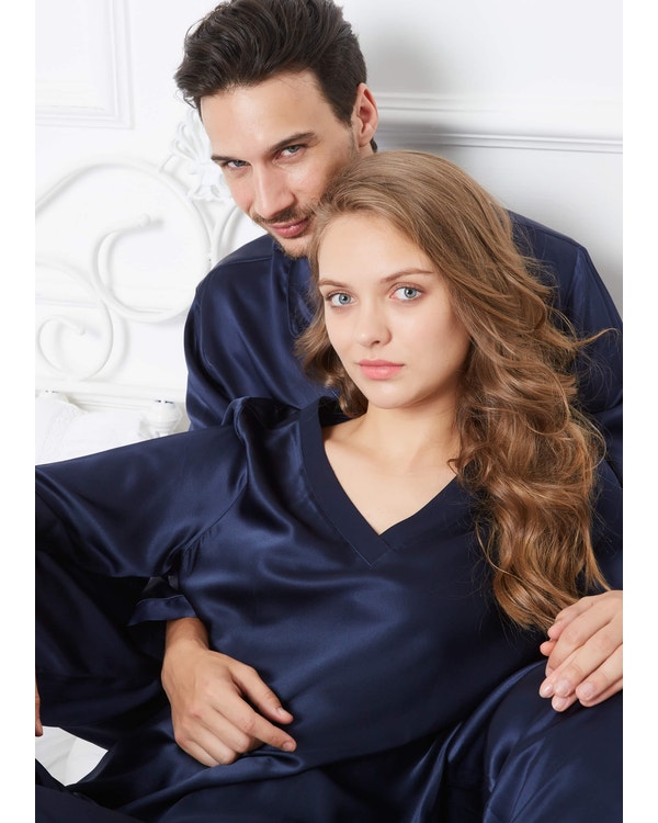22 Momme Romantische Zijden Koppel Pyjama Set