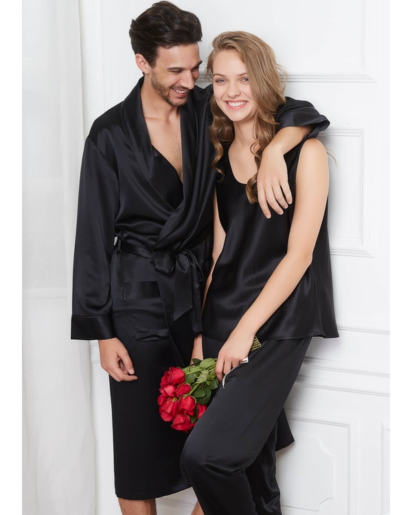 22 Momme Comfy Silk Couple Pyjamas And Camisole Set