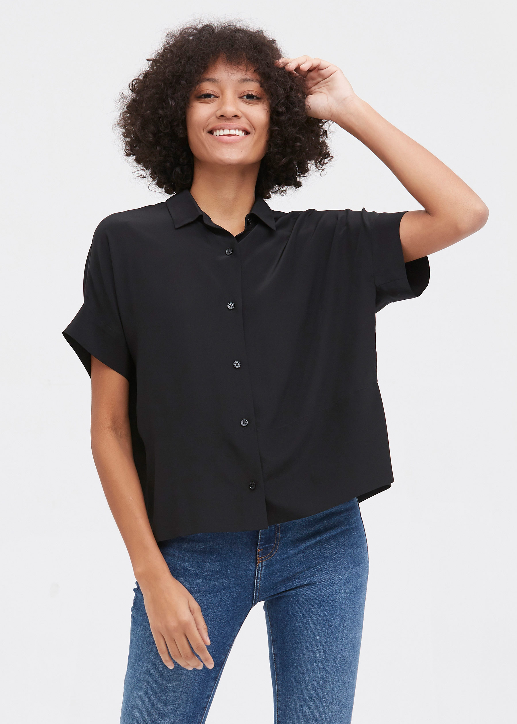 ارقص silk short sleeve shirt womens 
