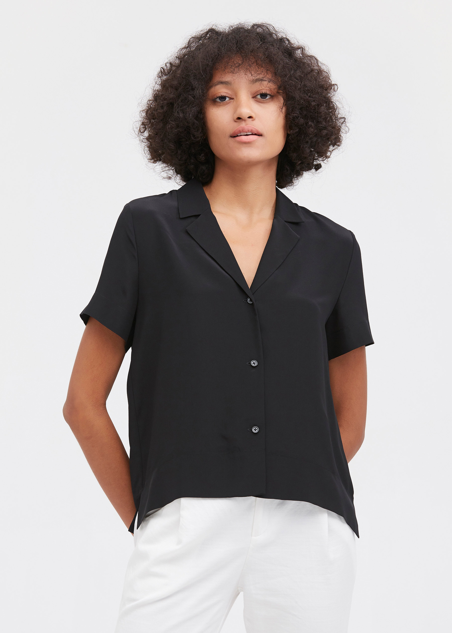 Womens Silk Cross Over Chemise Top Shirt