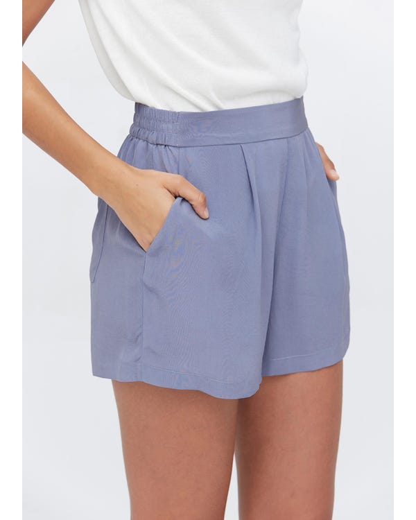Basic And Soft Silk Shorts Dusty-Blue 32B-hover