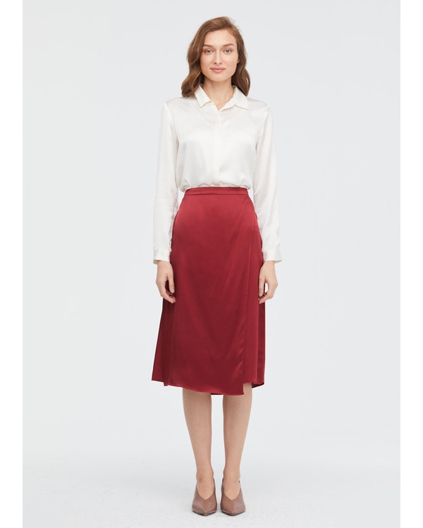 Graceful and Body-flattering Silk Midi Skirt