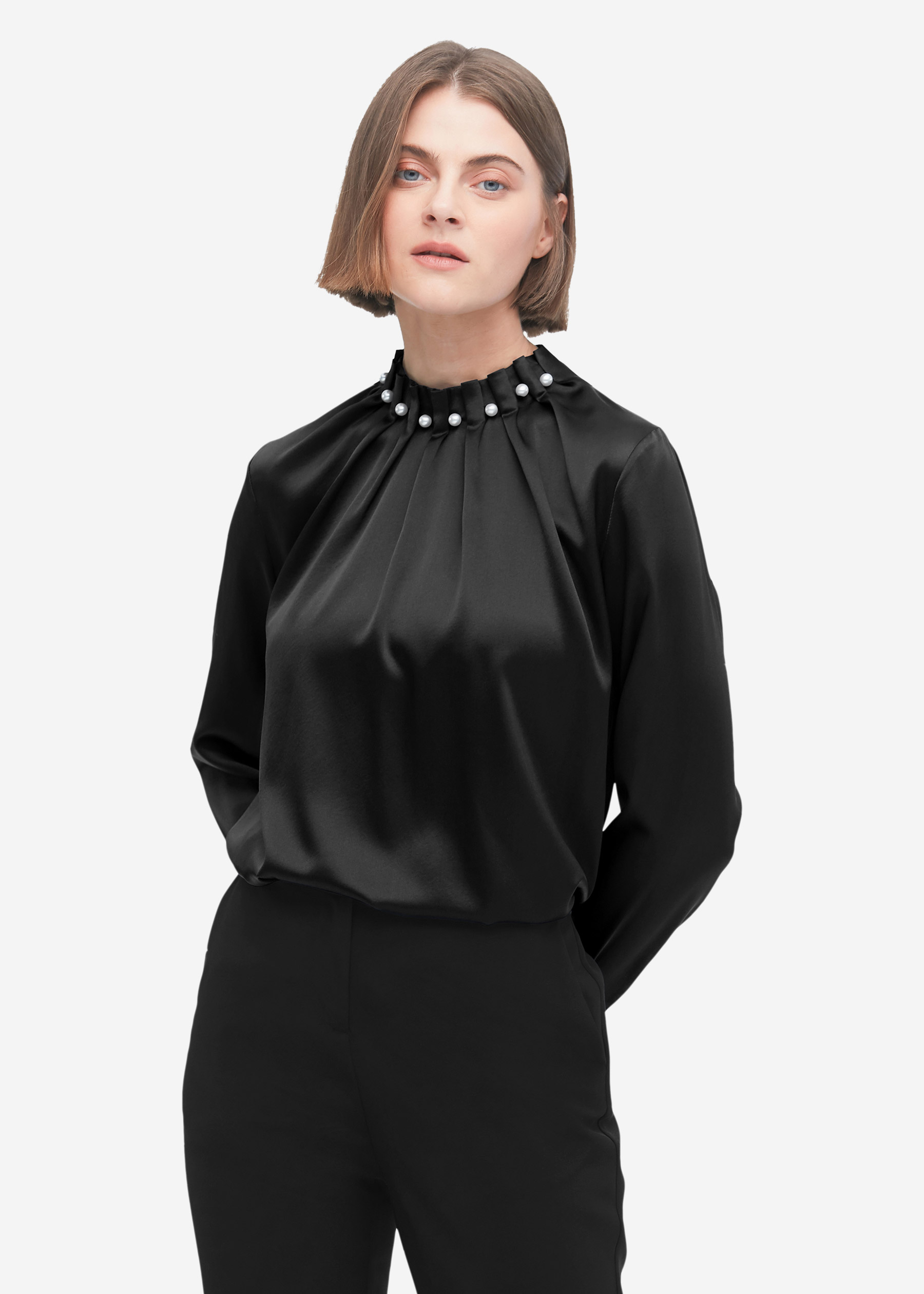 silk turtleneck blouse