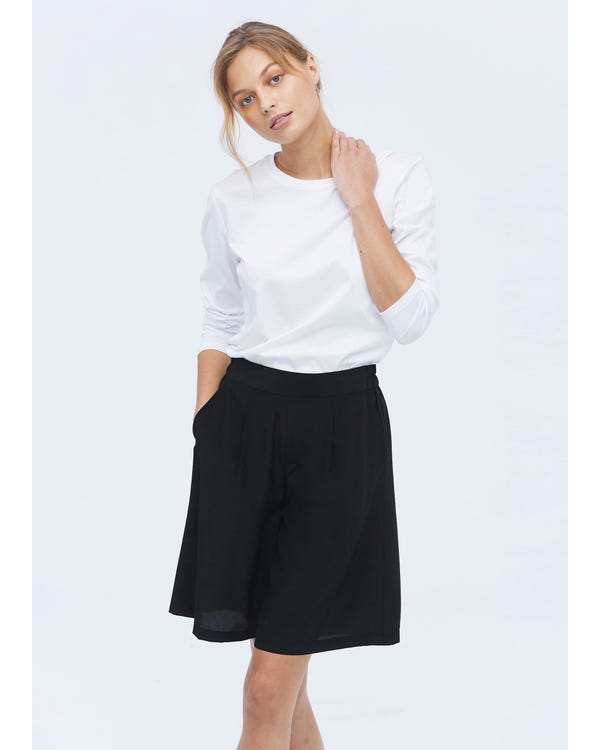 Casual Organic Silk Loose Shorts Black 30B-hover