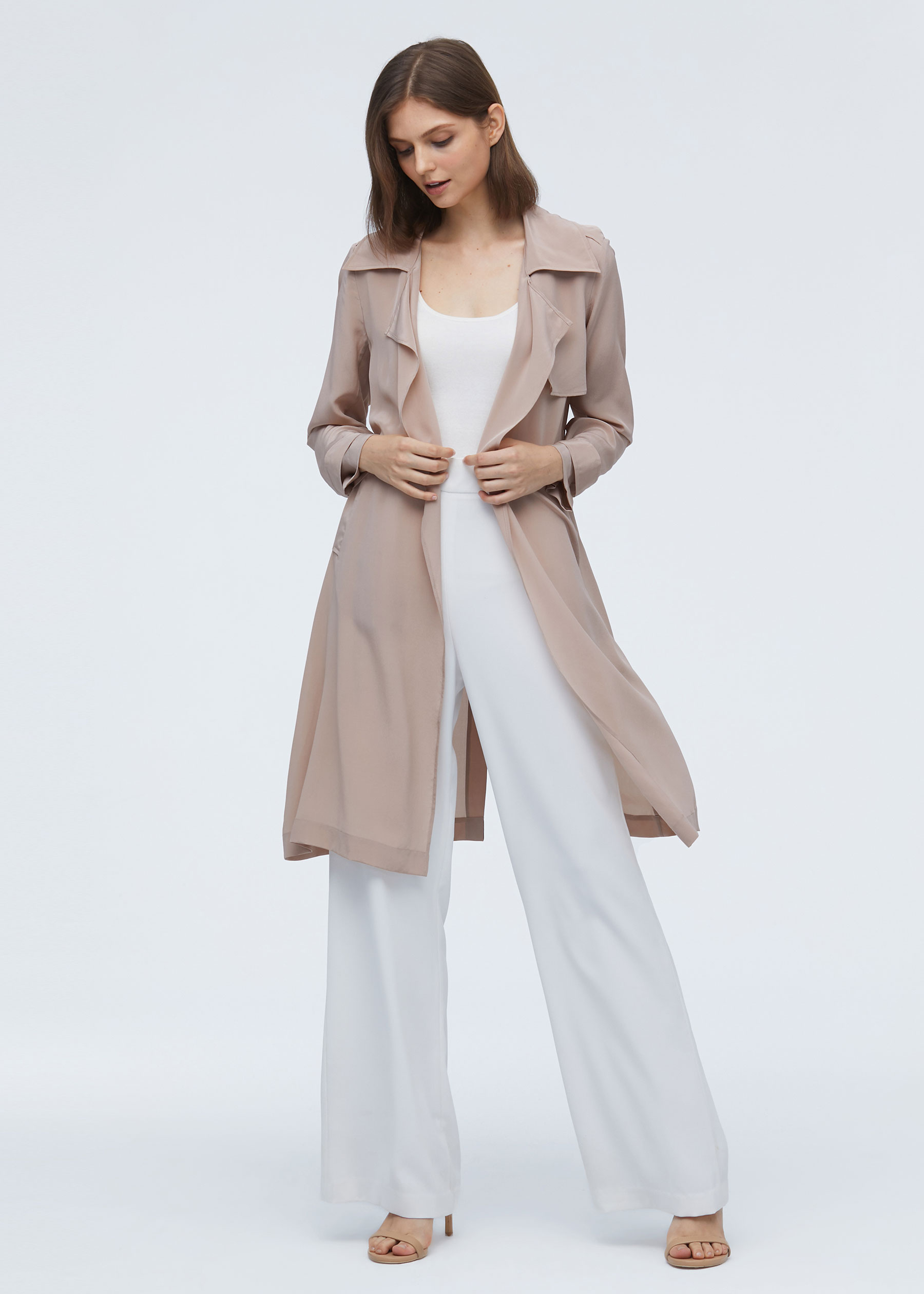 Silk trench coat womens Clearance