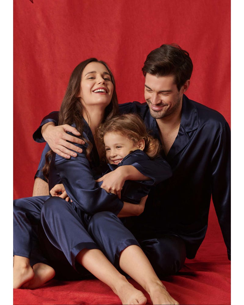 Pijamas Seda Para Pareja 22 Momme Clásicos Longituad Completa
