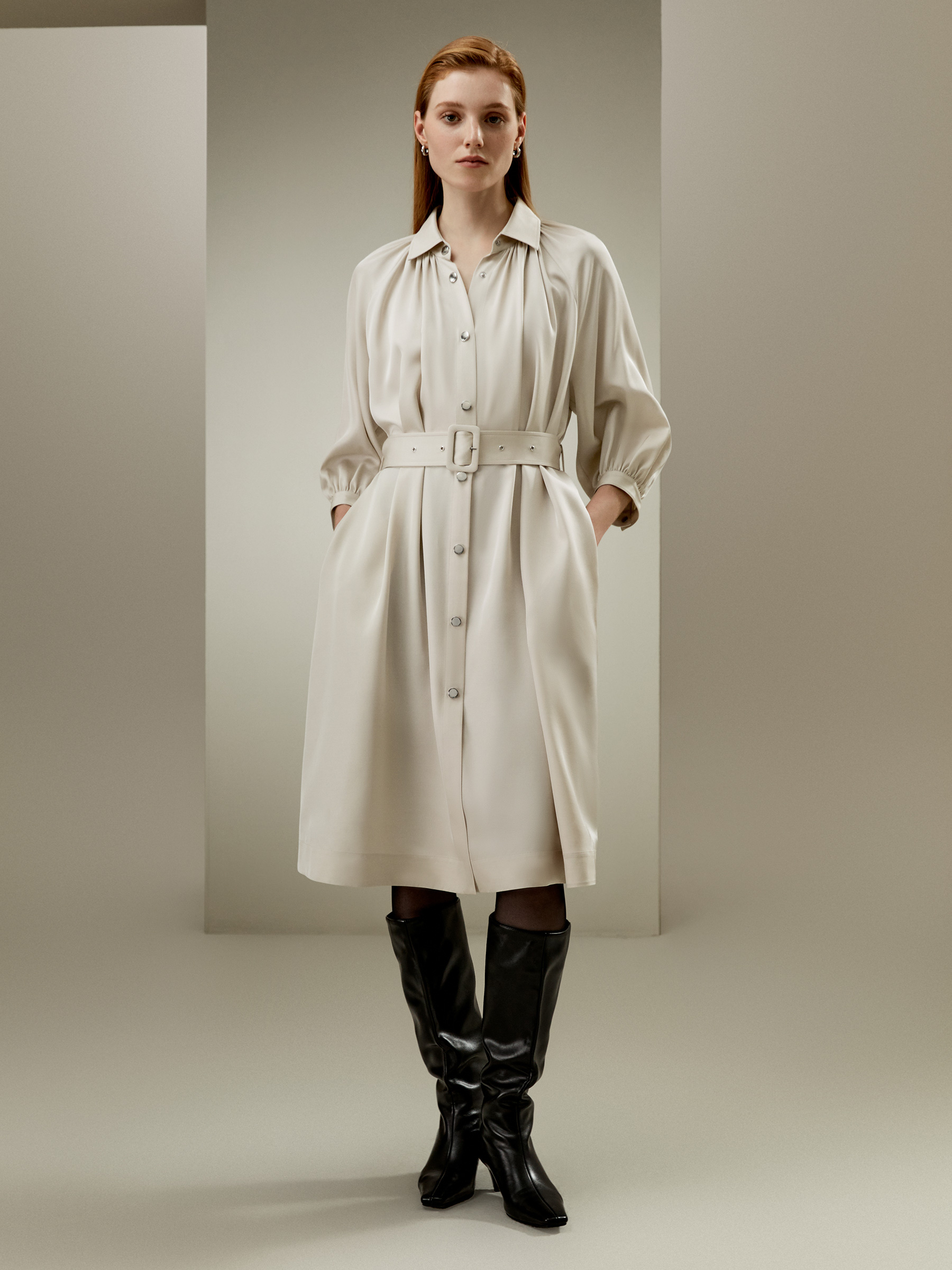 LILYSILK Robe Soie Col Chemise, Manches Trois-Quarts Mélange Soie-Laine 28 Mm Pièces Incontournables Pour De Multiples Occasions XS - LILYSILK - Modalova