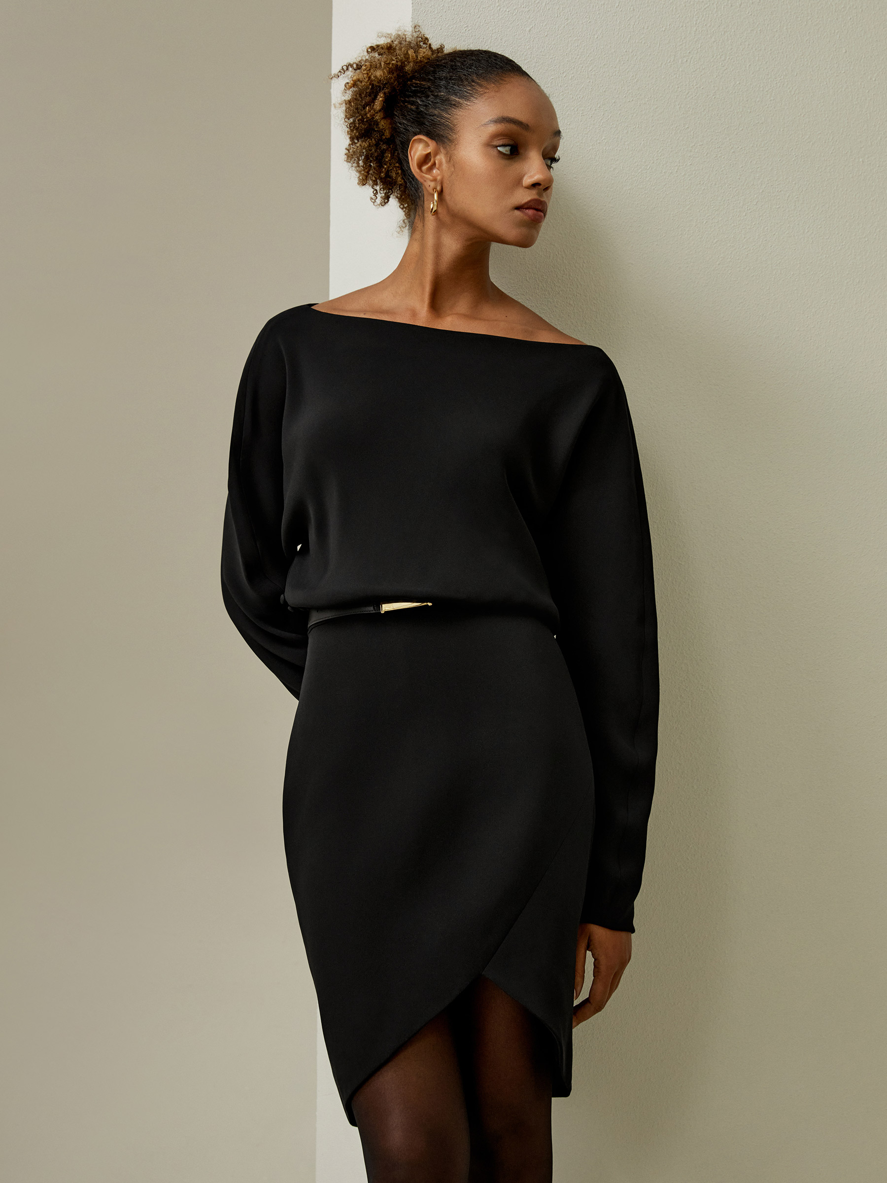 LILYSILK 100 Seide Kleid Schwarz DE Eleganter Leichtigkeit In Der Taille Gerafft Hautfreundlich Und Atmungsaktiv 42