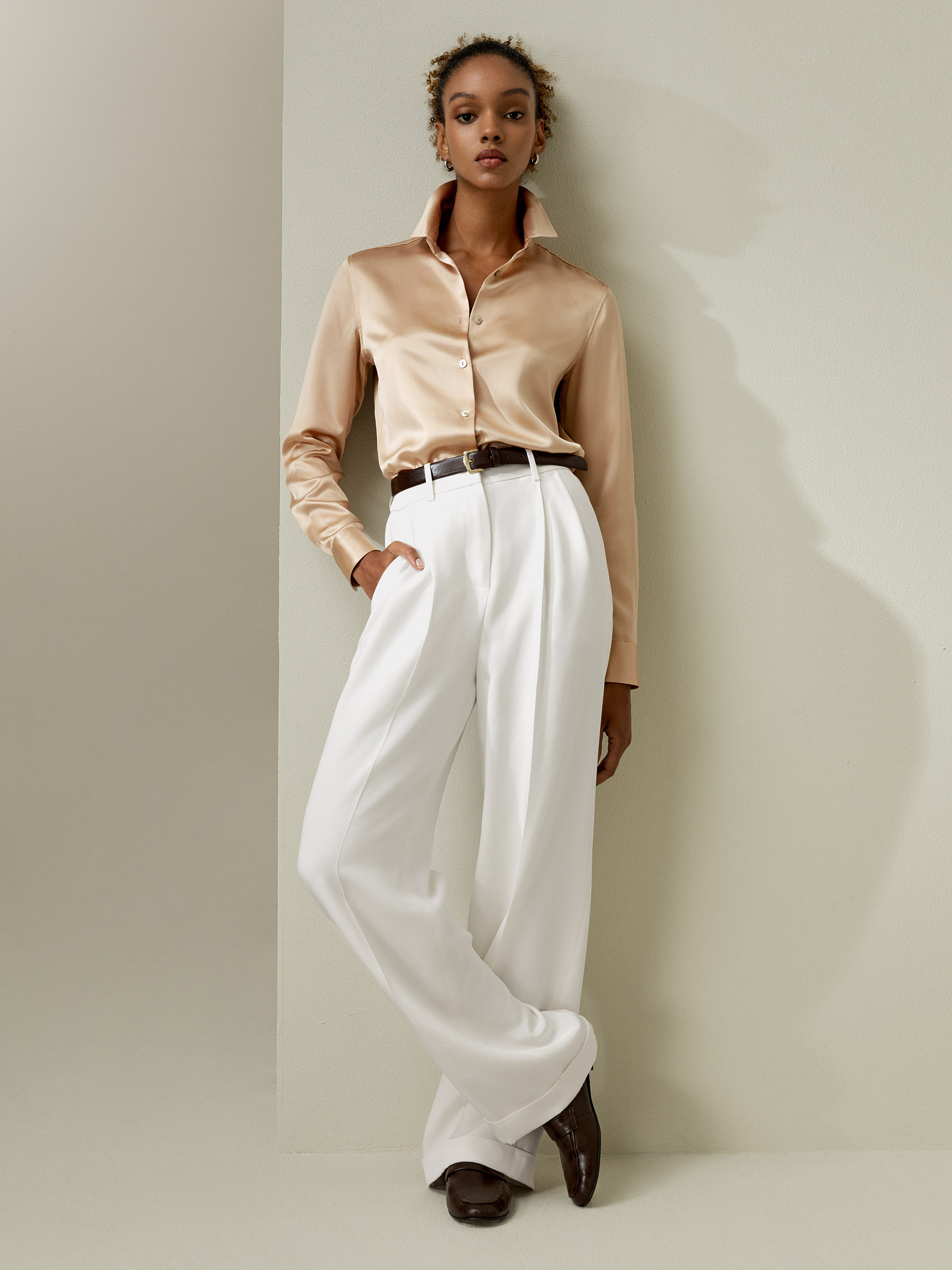 LILYSILK Seiden Bluse Damen Hell Kamel Deutschland Ultimativen Komfort Stilvoll Und Individuell Weich Und Glatt M