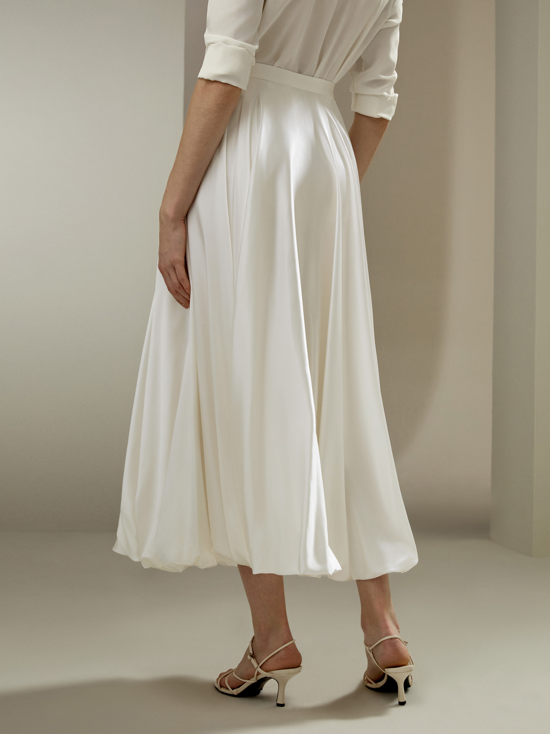 LILYSILK Maxi Silk Skirt Flowing Silhouette Effortless Femininity UK Natural White UK 20