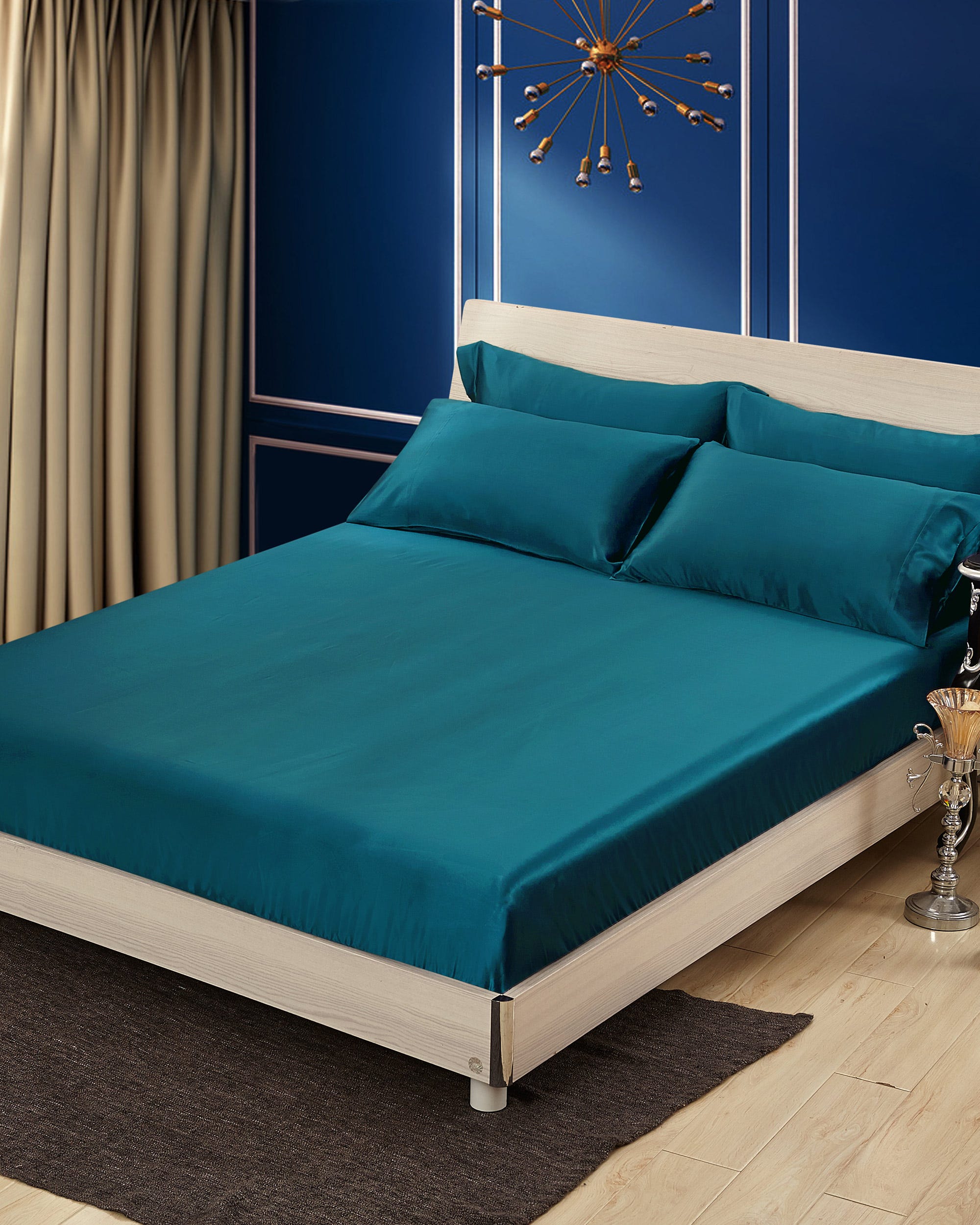 LILYSILK Silk Bedding Green UK 100% Grade 6A Silk Cozy And Luxury Silk Bed Sheet Single(90x190+30cm)