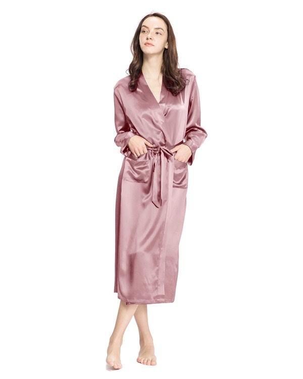 22 Momme Classic Full Length Silk Robe M