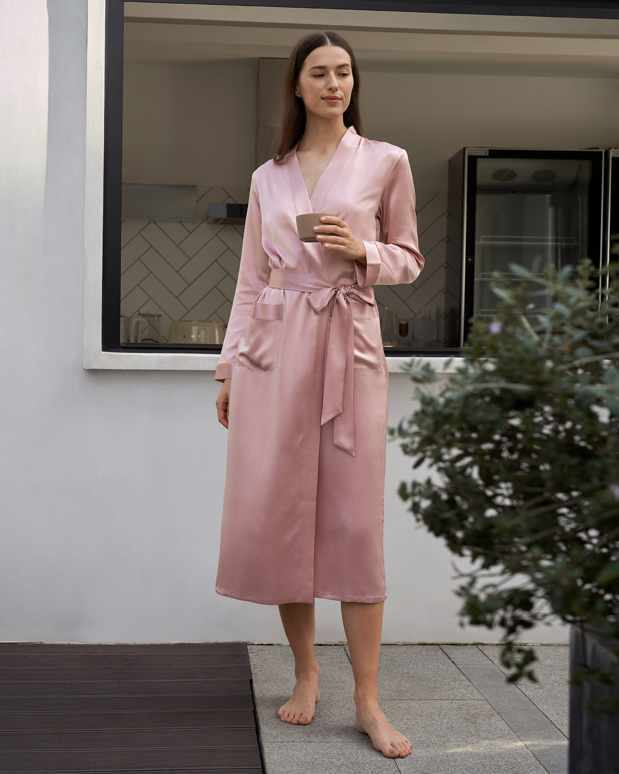 Simply Silk Robe Long Sleeves 100 Silk Sleepwear