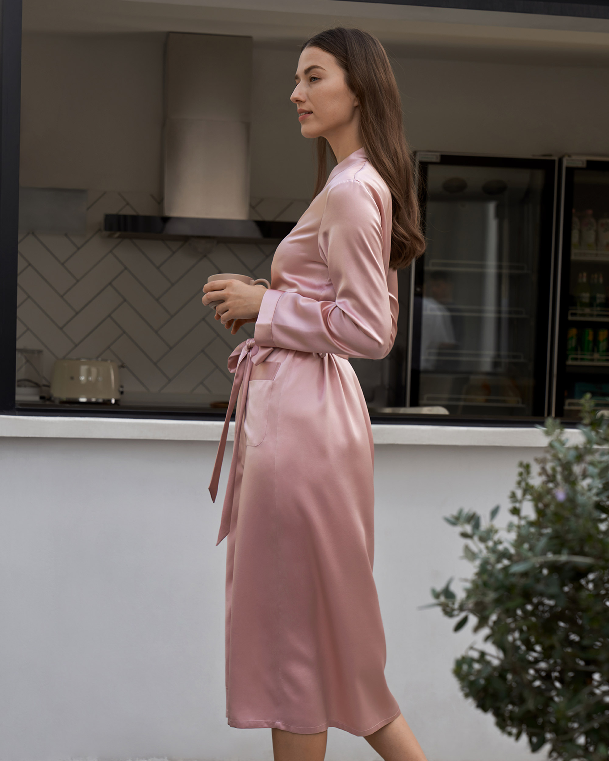 Long Mulberry Silk Robe For Women With Pockets And Belt Luxury Silk Ba