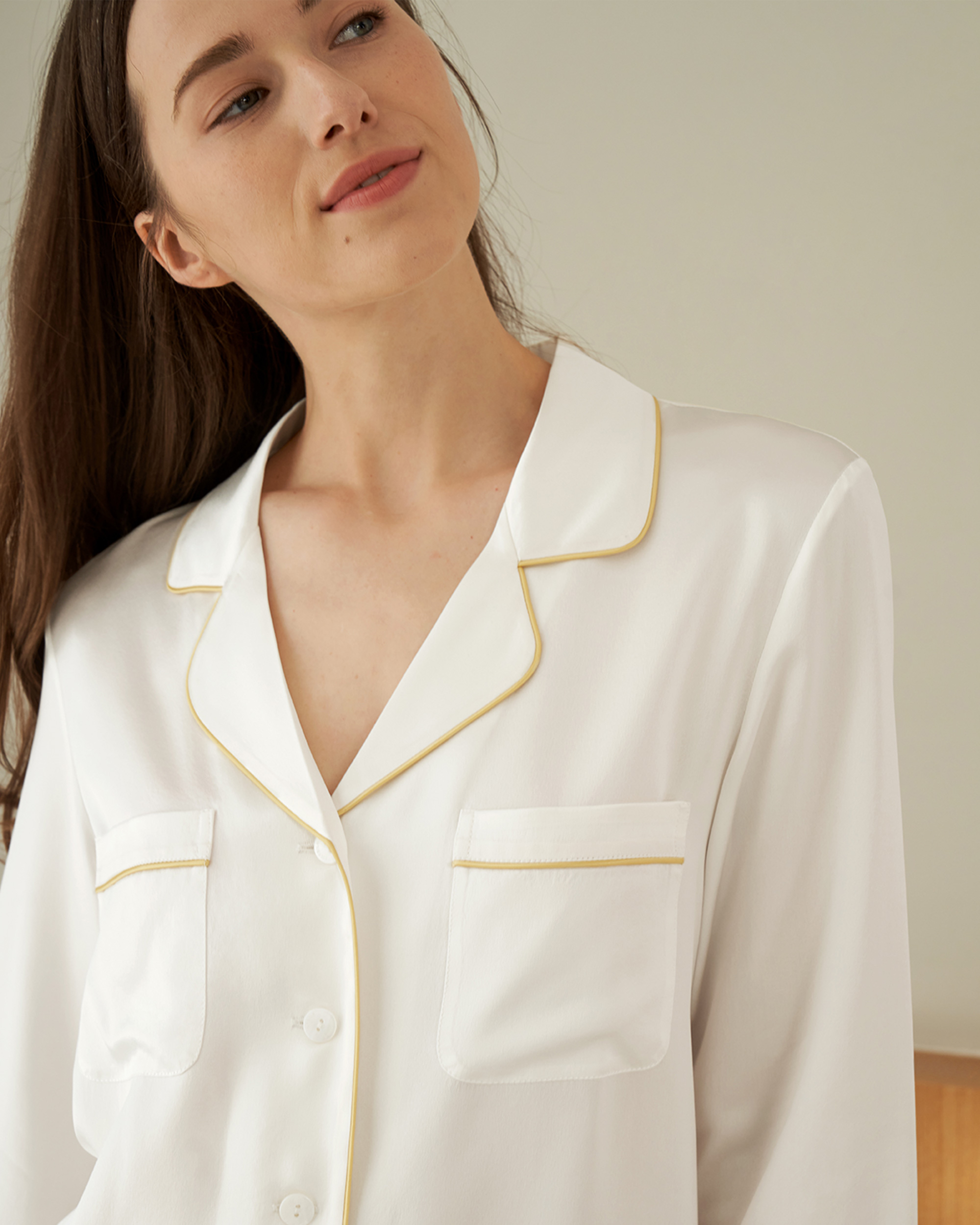 LILYSILK Pyjama Damen Seide Weiß DE Charmeuse Seide Glänzend Leicht Und Weich S