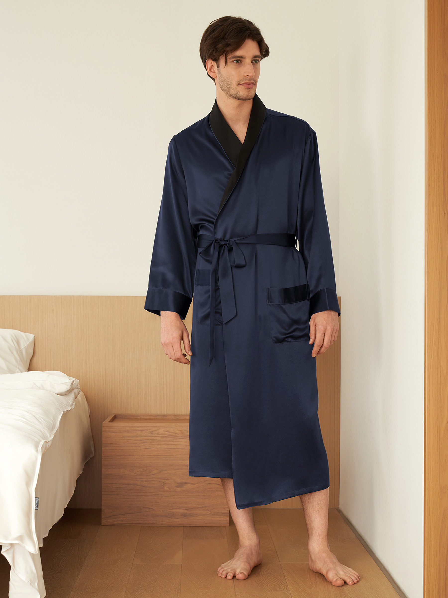 Mens Silk Satin Bathrobe Robe Nightgown M-6XL - Walmart.com