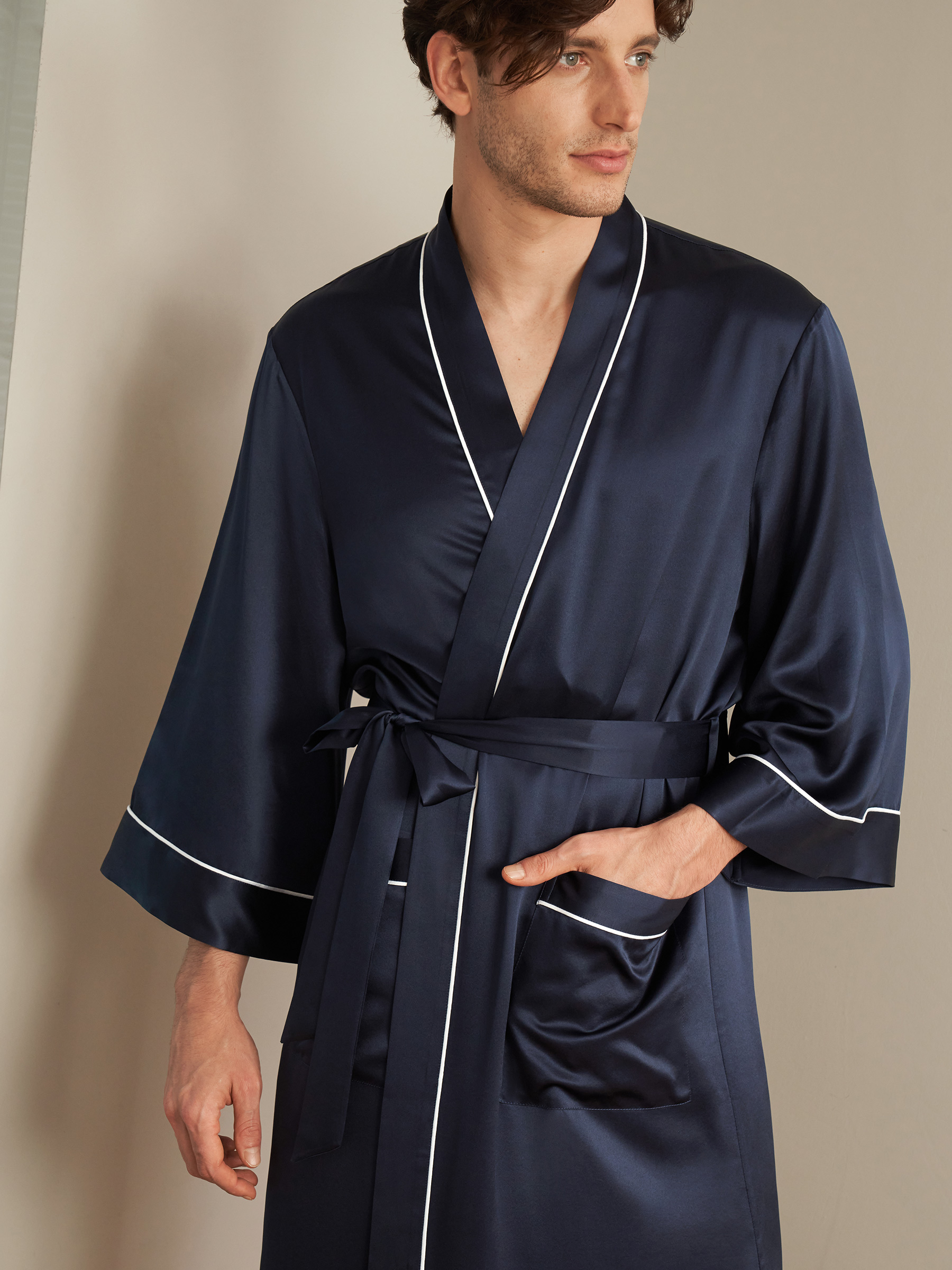 Men Luxury Silk Kimono Robe Gift for Him Birthday 