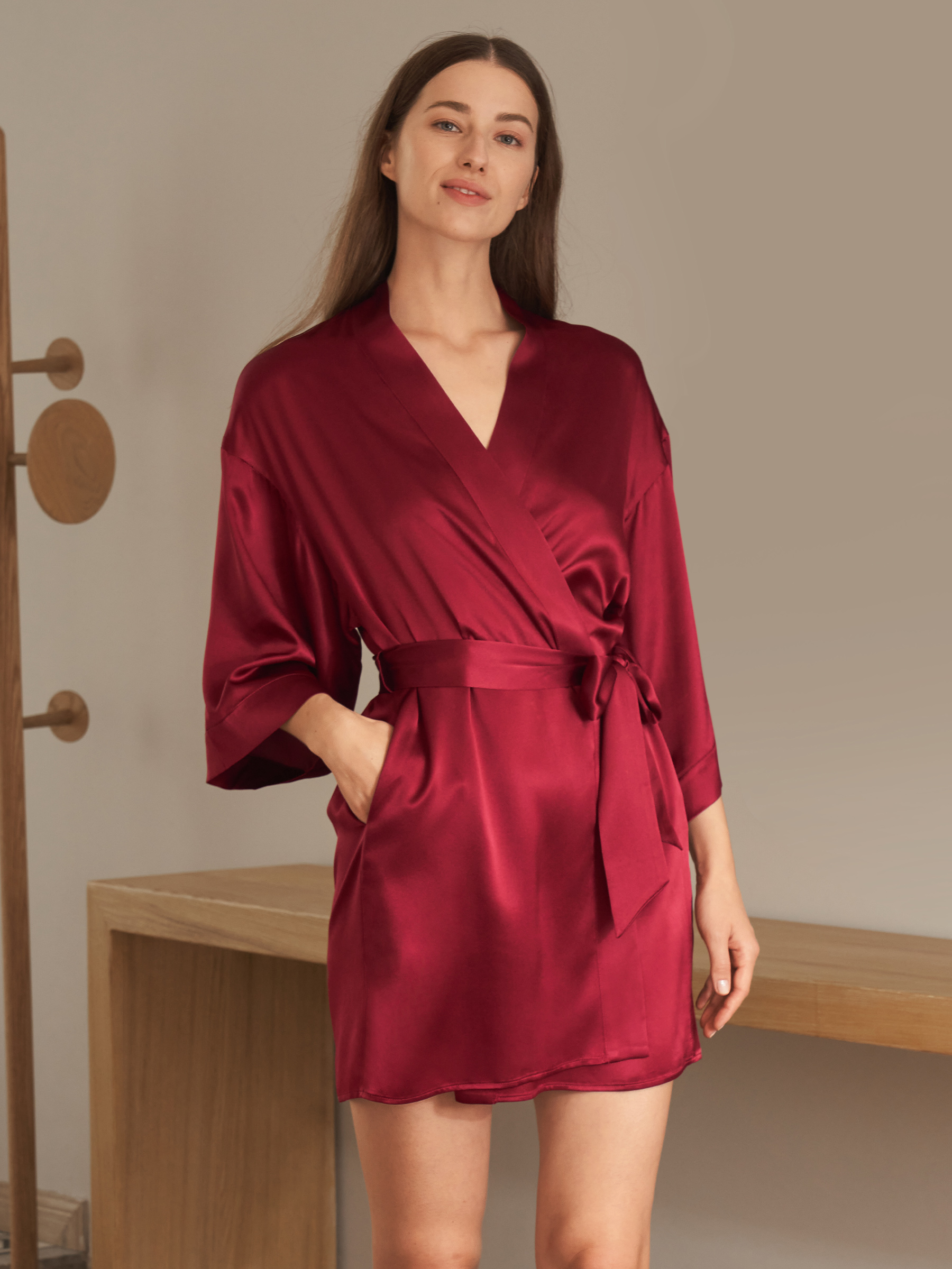 LILYSILK Peignoir Soie Ceinture Assortie, Coupe Décontractée 100% Soie De Mûrier Respirant Super Léger M - LILYSILK - Modalova