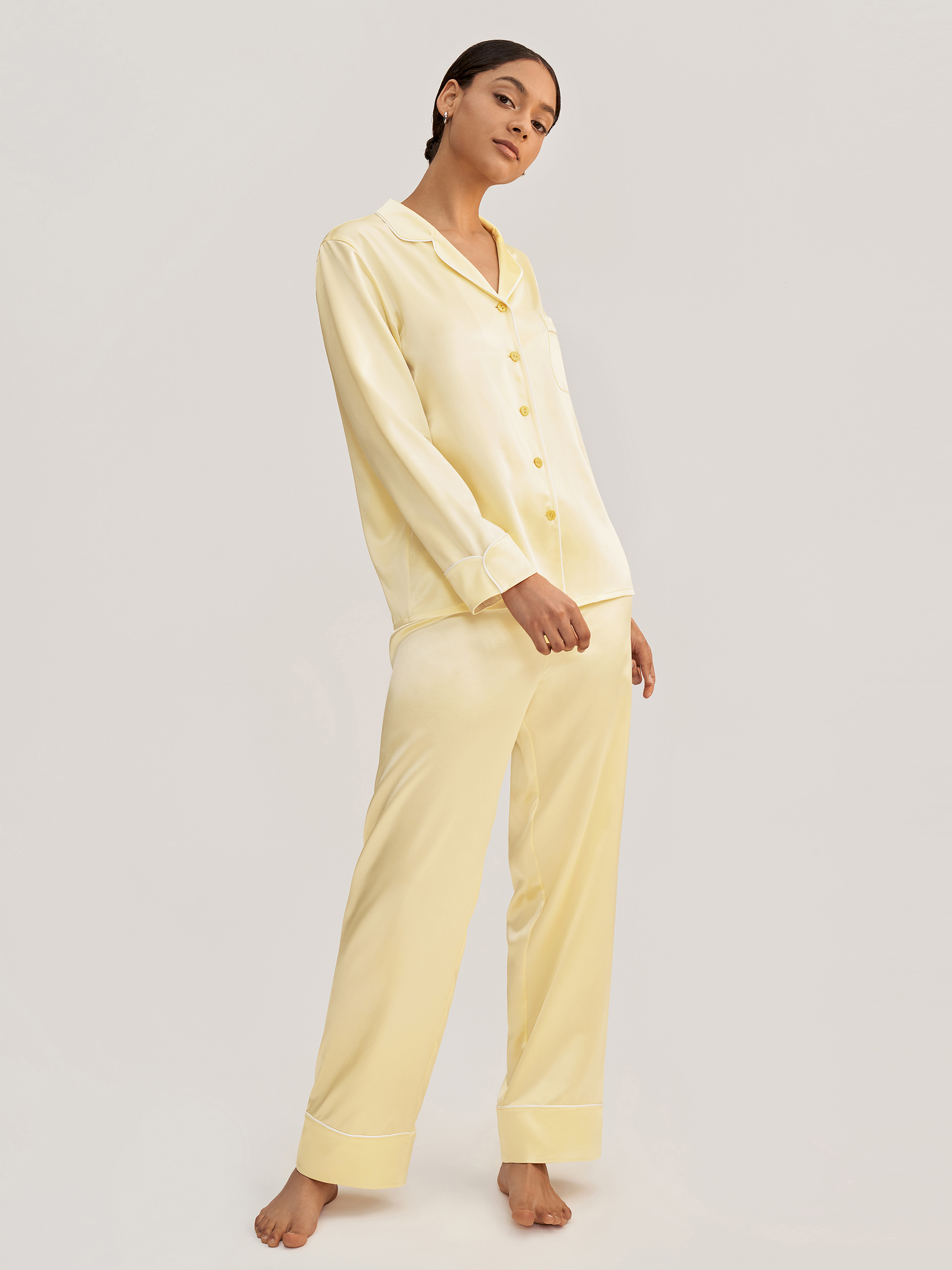 LILYSILK Pyjama Damen Seide Gold DE 100% Seide Klasse 6A Gesund Und Nachhaltig Hygroskopisch S