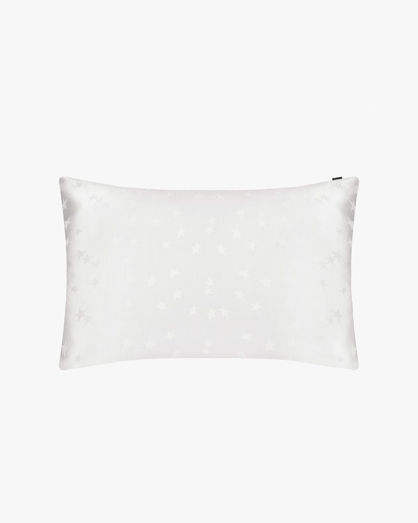 2 PCs Silk Star Jacquard Pillowcase with Hidden Zipper Natural White 50x80cm