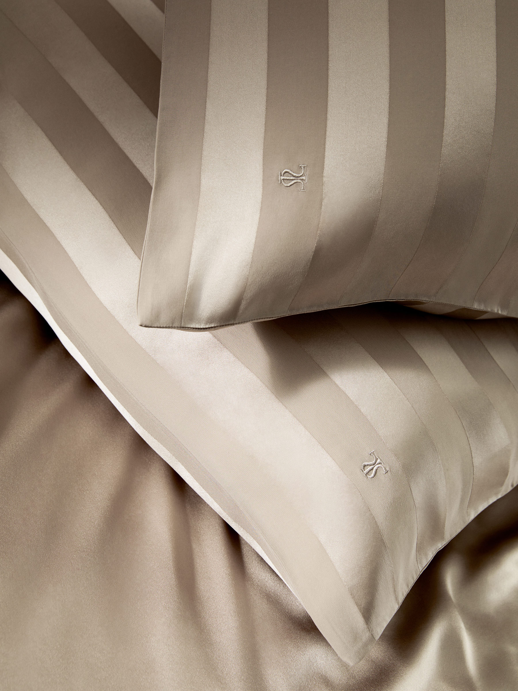 Nimbus Gray Striped Silk Envelope Pillowcase