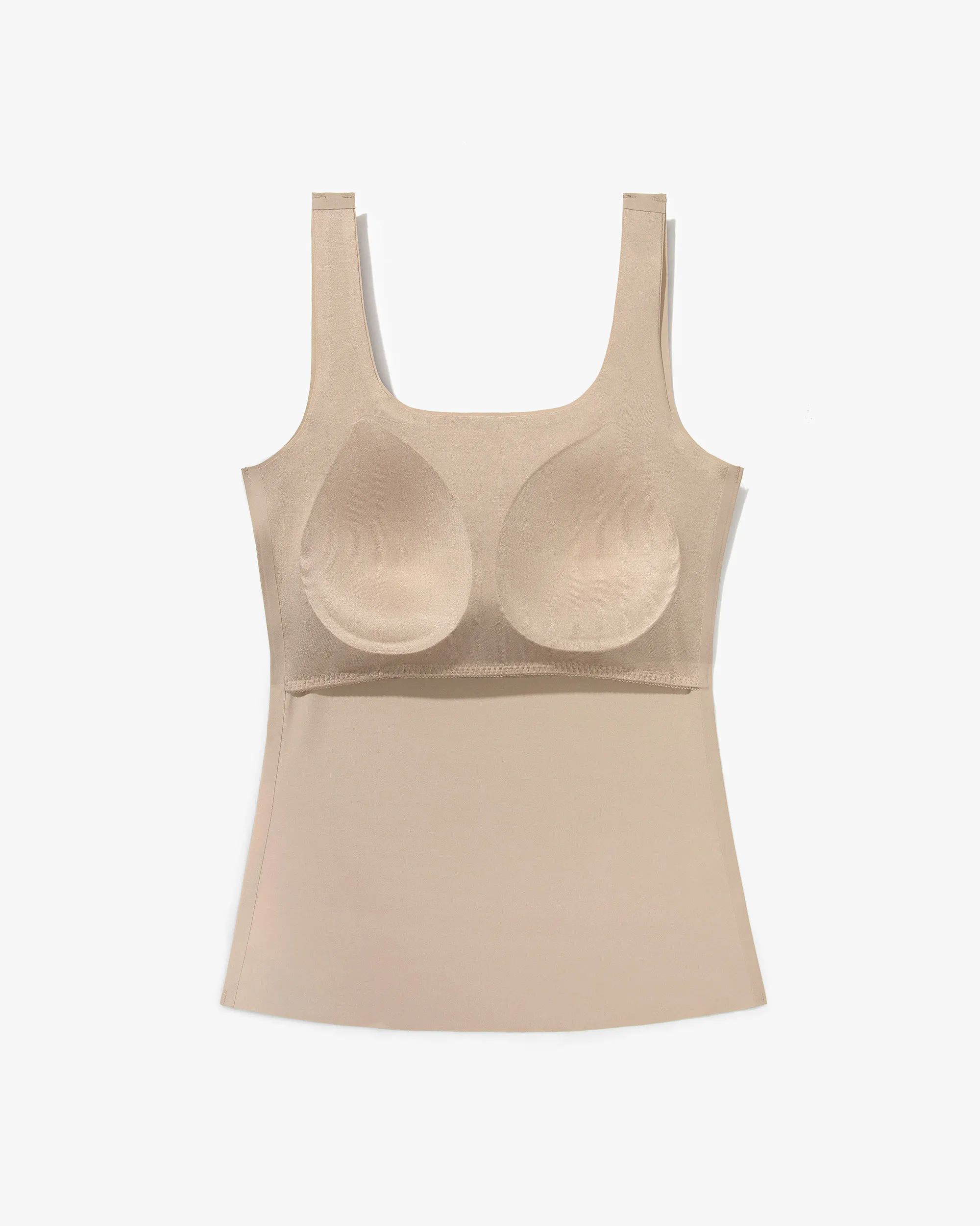 One-Size U-Neck Silk Camisole with Built-in Bra