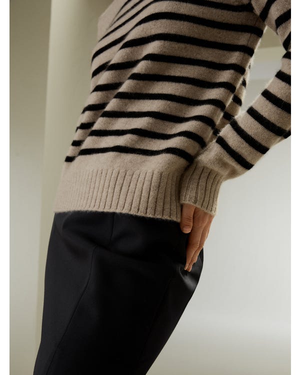 Striped Round Collar Cashmere Sweater
