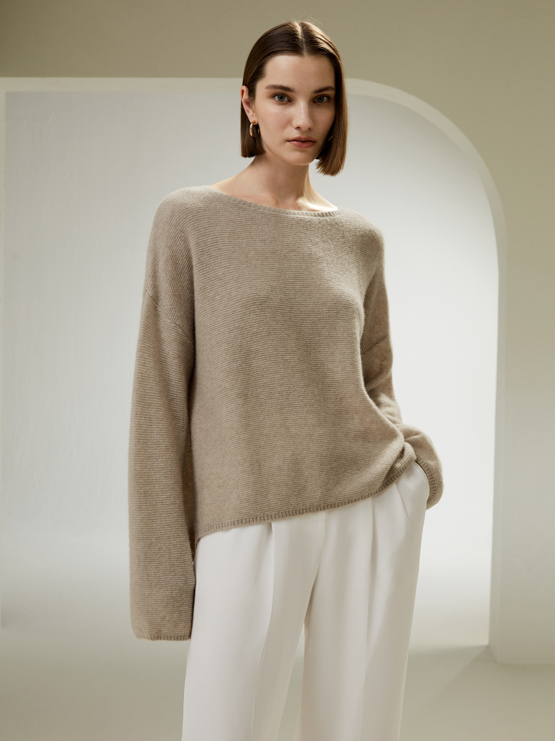 Silk Cashmere Slouchy Off-Shoulder Sweater main image 0