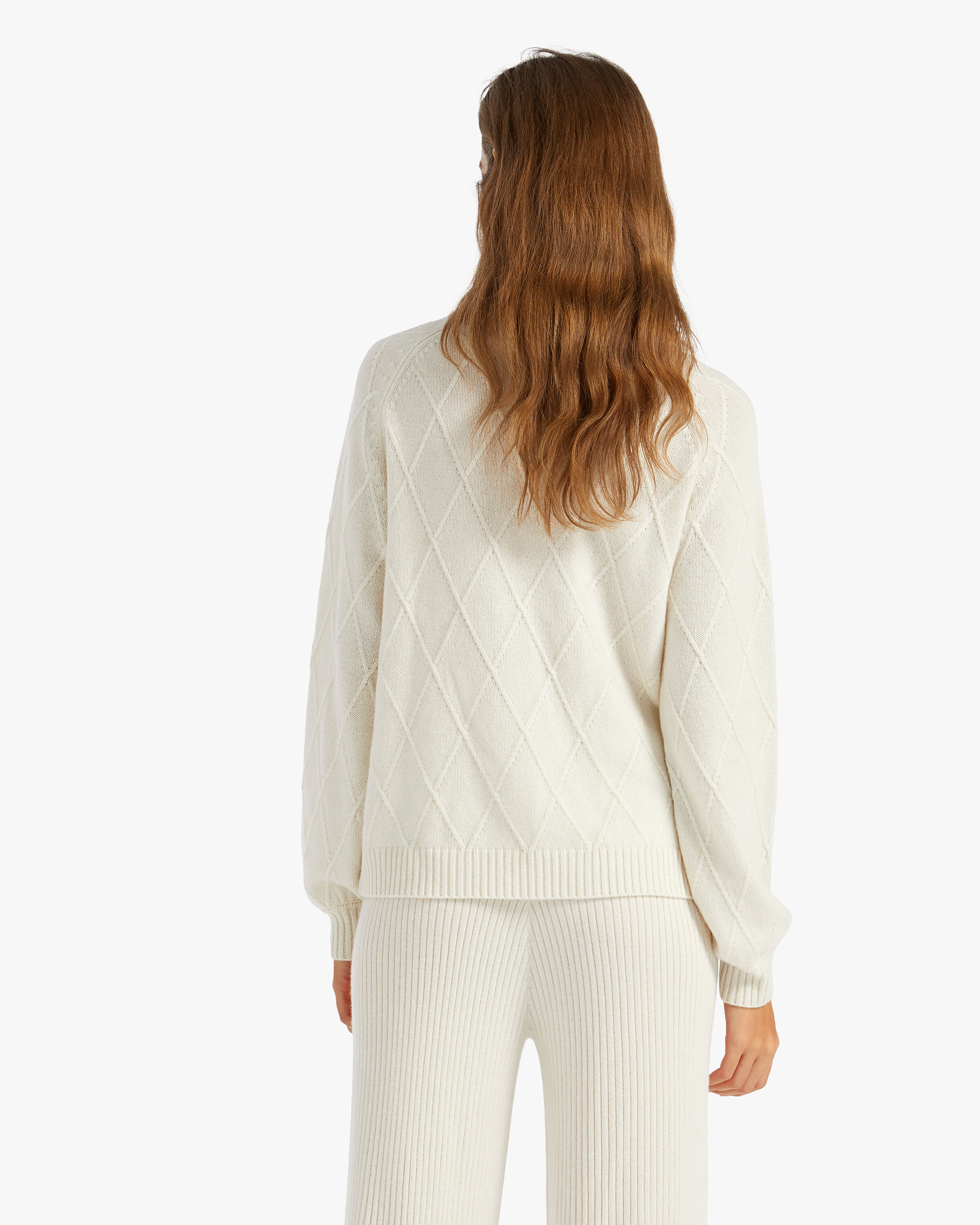 Unique Diamond Knit Cashmere Turtleneck Sweater