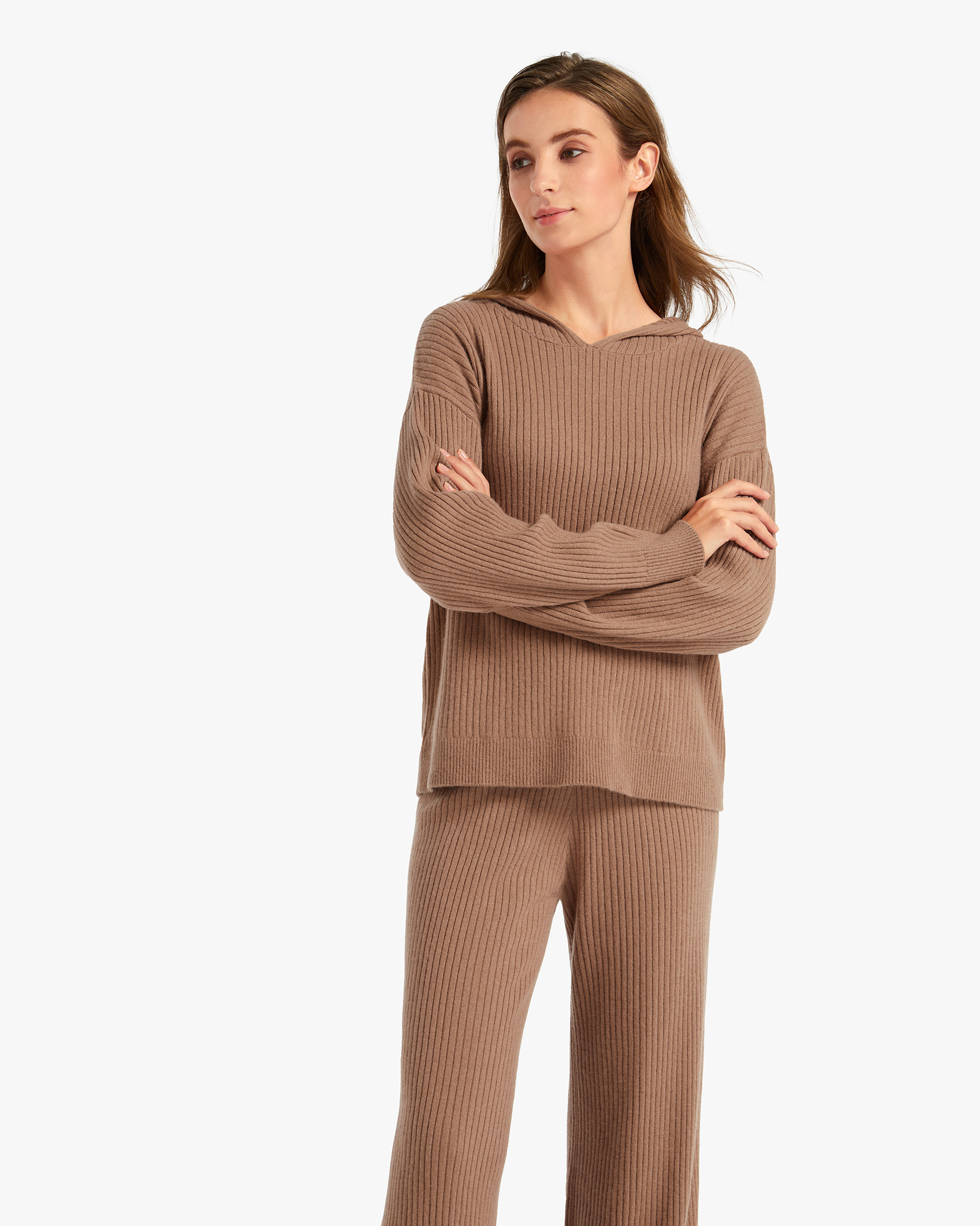 Ribbed Pure Cashmere Hoodie