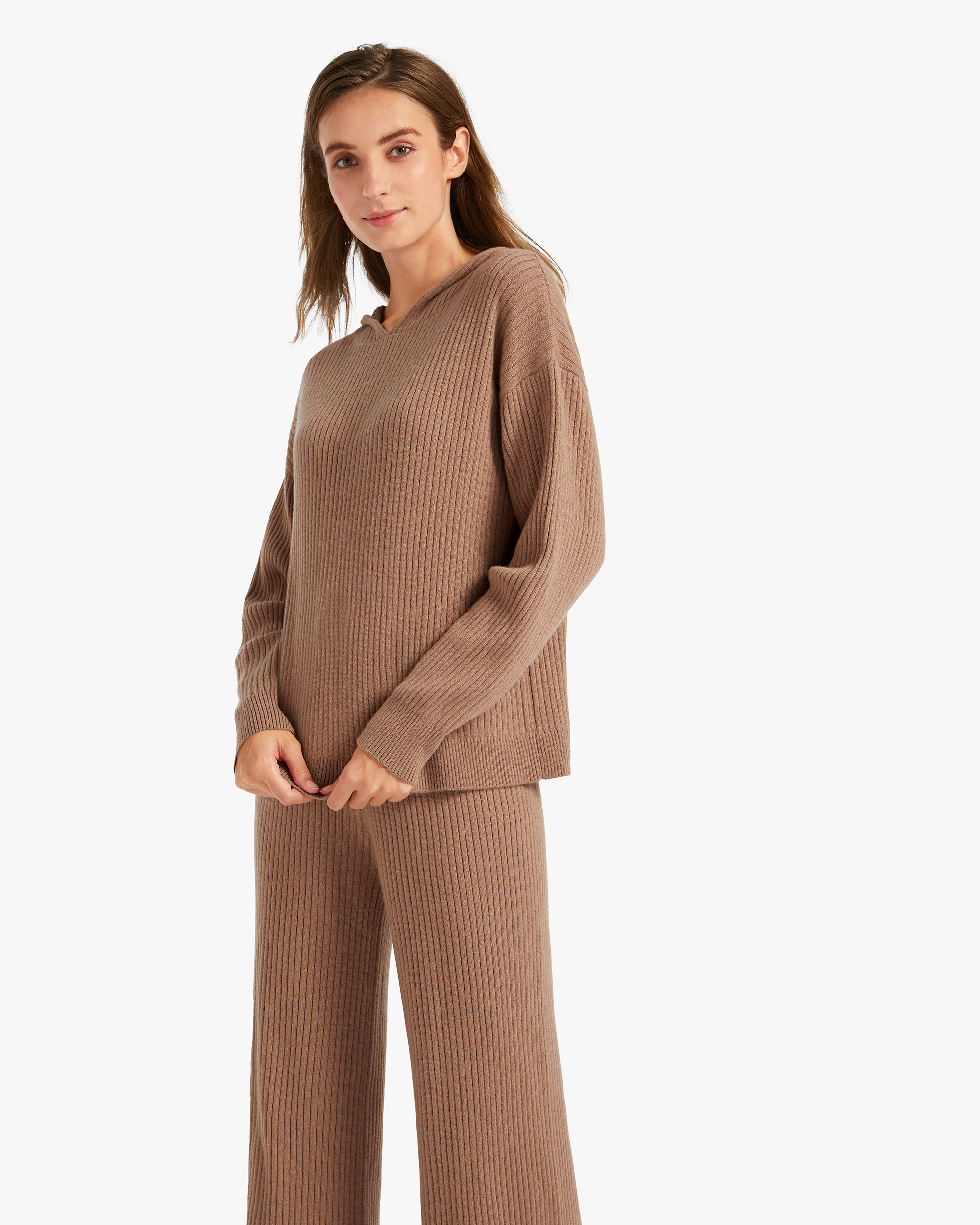 Ribbed Pure Cashmere Hoodie