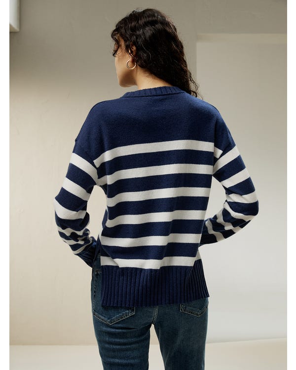 Ultrafin Kashmir Breton Stribet Sweater