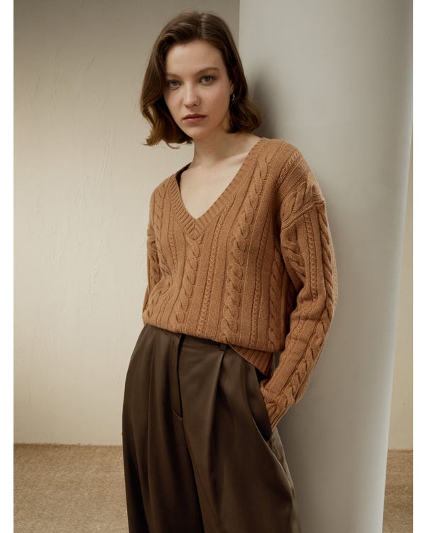 Cable-Knit Wool-Cashmere Blend Sweater