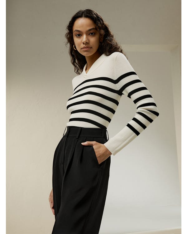 Striped Ultra-fine Merino Wool Sweater