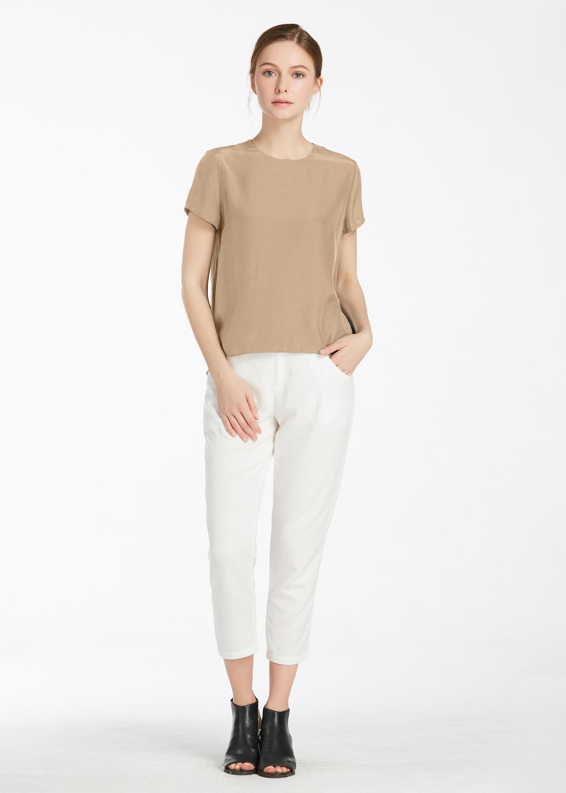 white silk t shirt women's