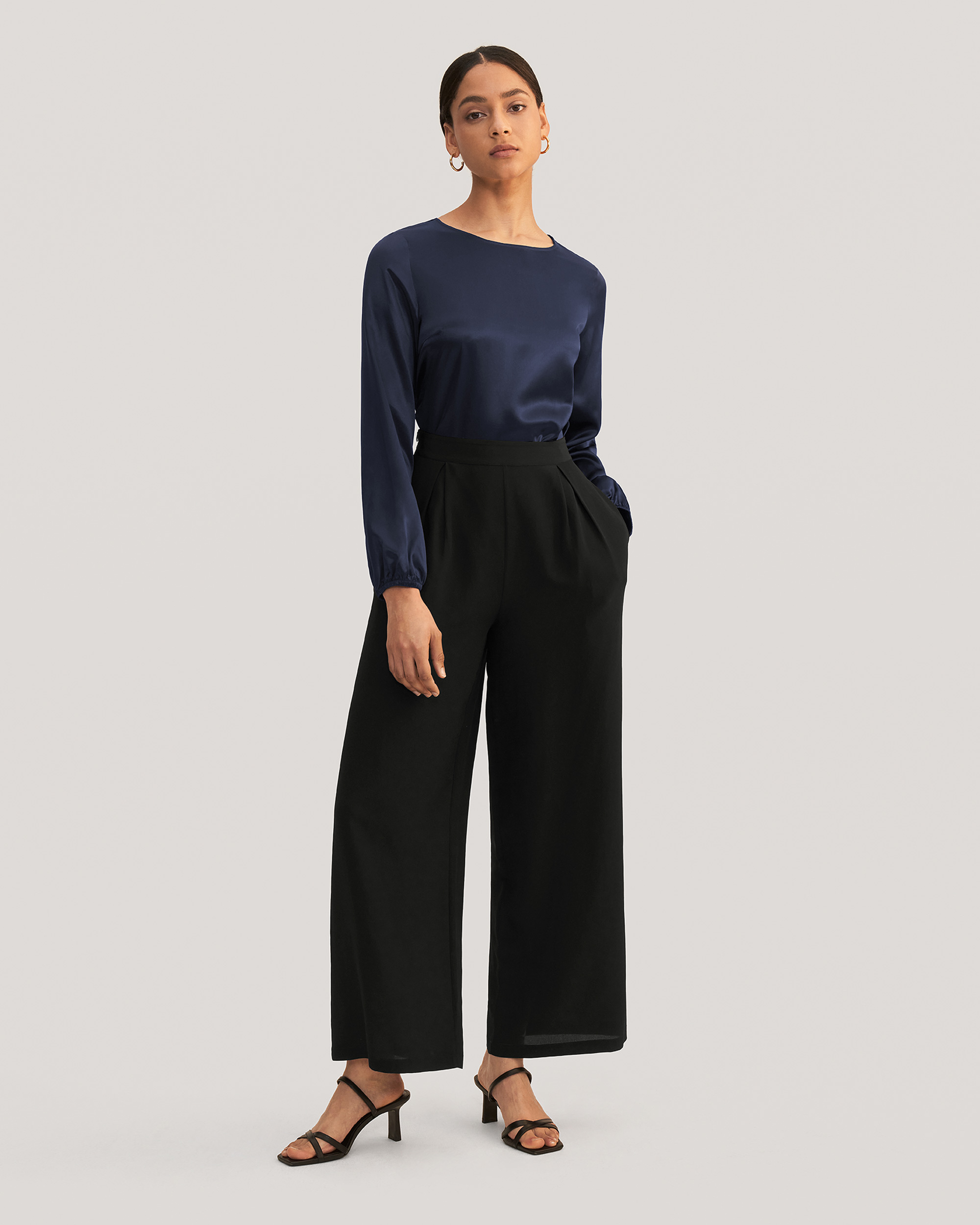 Smooth Silk Wide Leg Cropped Pants