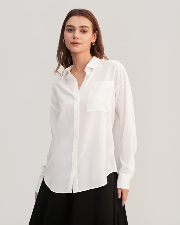 Drop Shoulders Oversize Silk Shirt