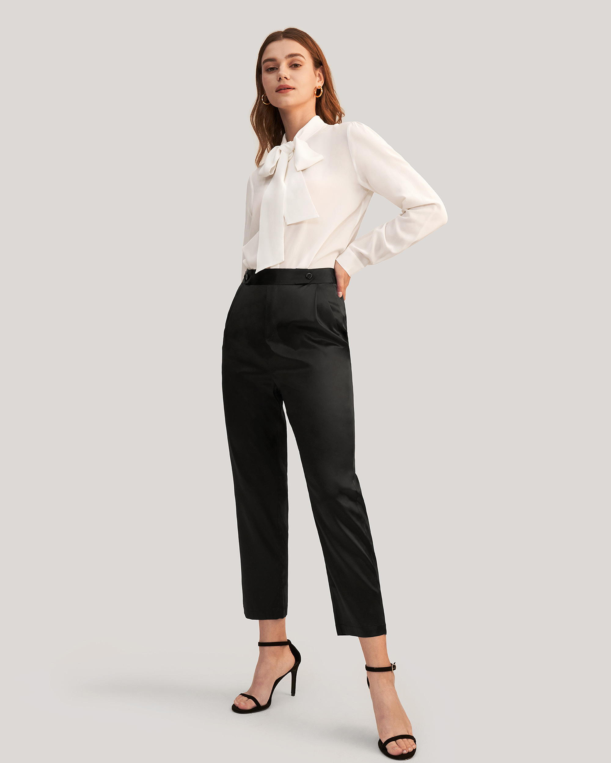 Cigarette Pants - Light beige/Check - Ladies | H&M AU