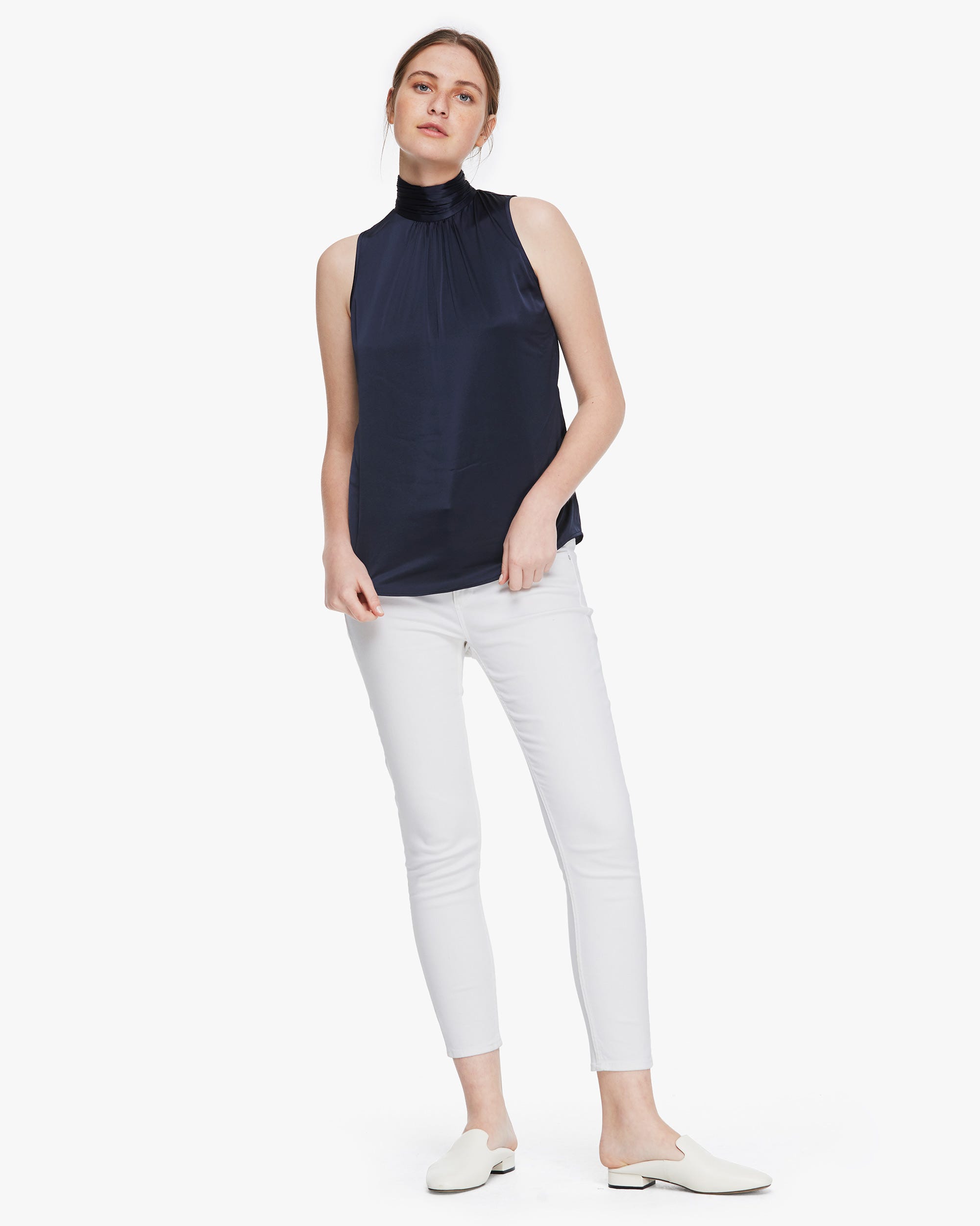 Navy blue on sale mock neck top