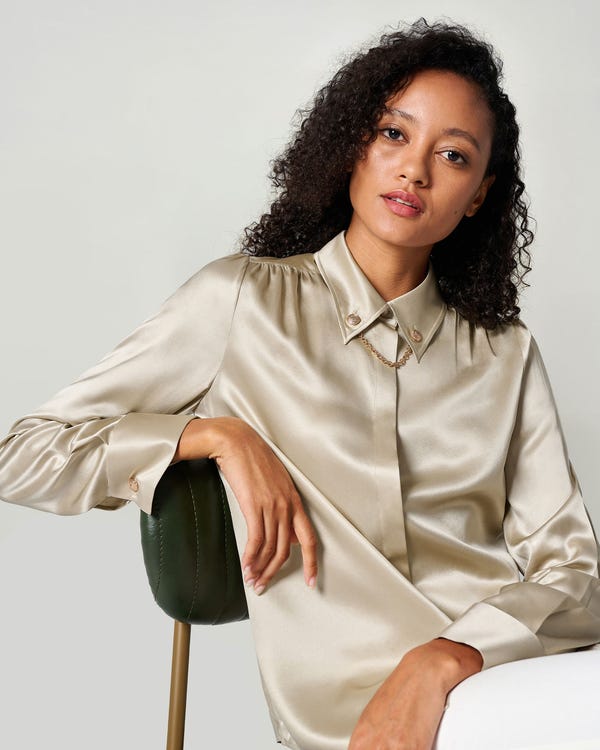 Silk Blouse With Metal Chain
